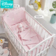Disney baby bed circumference summer breathable mesh pure cotton anti-collision baby splicing bedding spring and summer thin fence soft bag four-sided circumference + bed sheet + bedside back Notes color 120*65cm