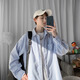 真维斯（Jeanswest）蓝白条纹衬衫男长袖2025新款夏季薄款衬衣港风高级感休闲情侣外套 浅蓝色 L