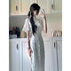 Xunsa Robe adulte pour femmes de 18 ans, étudiant Cheongsam Young Style, vie quotidienne, rétro, République de Chine, version améliorée à manches courtes 829 Green M