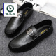 Woodpecker Chaussures masculines en cuir authentique, chaussures de petite cuir noires, une touche de chaussures à la mode, surface en cuir, chaussures de haricots décontractées pour hommes, mocassins pour hommes, YL-D878 Black Flagship Model 44