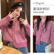 Pincai spring small fragrant style knitted cardigan female plaid loose gentle knitted sweater sweater jacket female PW27ZP9