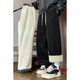Yu Shuai (YU SHUAI) lamb velvet pants men's autumn and winter velvet thickened 2025 new loose casual winter cotton trousers straight trousers gray velvet XL