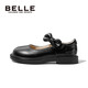 Belle children's shoes 25 years spring and autumn children's leather shoes back to school student shoes girls black leather shoes single shoes black size 31