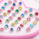 Qumeisi new children's ring ring cartoon girl princess jewelry imitation crystal gemstone girls jewelry gemstone style 36 mix and match box