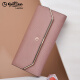 Goldlion Wallet Women's Long Genuine Leather New Style Fashion Simple Tri-fold Clutch Gift Mom Lady's Handbag [Pink Taro] [Official]