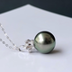 Muqin black and white gold pearl Tahitian black pearl pendant 18K gold crown seawater black bead necklace single women's gift