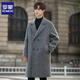 Romon doppelseitiger Wollmantel für Männer im Herbst und Winter mittelgroßen doppelmreihen losen Wollwolle warme Windbrecherjacke für Männer grau xl xl