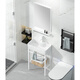 Duladiya apartamento pequeño cuenca de lavado simple balcón doméstico lavavajillas gabinete bañera de cerámica de cerámica integrada 4837 + soporte de piso blanco + drenaje + grifo blanco