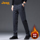 JEEP吉普加绒加厚高端男士休闲裤男2025秋冬新款商务直筒纯棉长裤子男