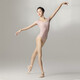 Sansha ballet clothing for women, dance practice clothing, high elastic short-sleeved one-piece collar, pink L