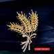 QUAMER high-end wheat ear brooch for women, exquisite and elegant temperament, metal pearl pin, clothing accessories, double wheat ear brooch