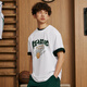 Kurztrocknendes T-Shirt 丨 Anti-Bakteriell cooler runder Hals kurzärmeliges T-Shirt Herren Sommer Outdoor Gedrucktes lockeres Sporttop [Antibakteriell] Standard Weiß 671-7 m