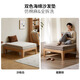 Genji Wooden Full Solid Wood Folding Sofa Bed Oak Dual-purpose Telescopic Sofa 0.9m Sofa Bed Coconut Palm Mat White