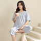 
MEIJILAI pajamas women's spring and summer pure cotton short-sleeved cropped pants cotton summer thin women's home clothing large size set 681 L (height 160-165 weight 100-120)