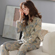 
Quguo (QUGUO) spring and autumn women's pajama cardigan long sleeve pure cotton spring and autumn women's autumn women's full cotton home clothing set 9215 lilac brown M [recommended 80-100 Jin [Jin equals 0.5 kg]]