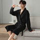 Sherceman men's nightgown men's spring cotton thin large size loose yukata solid color long simple home clothing XL