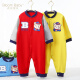 Huahuababy spring, autumn and winter cute little bear baby plus velvet thickened crawling suit spring boy baby jumpsuit large size warm pajamas red 110cm