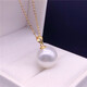 DRJEFUN New Nanyang Pendant Natural Q Pearl Gold Pendant with Necklace Perfect Round Flawless High Light Deep Purple White Pearl Gold Holder 10-11mm45cm