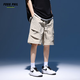 
Foss Phil shorts men's summer workwear trendy casual ice silk mid-trousers loose sports five-point pants 9906 khaki XL