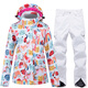 ARCTIC QUEEN Ski Wear Women's Suit Winter Outdoor Snowboard and Double Board Ski Clothing and Pants Snow Country Travel Waterproof Warm and Thickened Snow Suit Top + Strap White Pants S Top S Pants S