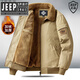 JEEP SPIRIT吉普精神棉衣男士冬季夹克棉服羊羔绒工装男毛领保暖加厚男装 9227军绿 XL 建议136-155斤