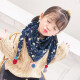 Ouyu children's scarf for boys and girls Korean version cotton and linen plaid children's scarf cute baby spring cartoon neck scarf B1343 pink love