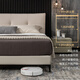 Mousse (de RUCCI) Leather Bed Master Bedroom Soft Covered Large Bed Head Layer Cowhide Wedding Double Beige (Bed + Latex Mattress) 1.8*2m