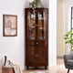 Oulun Wine Cabinet American solid wood corner cabinet living room corner cabinet multi-functional storage cabinet wall corner cabinet wine cabinet chestnut color 550*550*1900