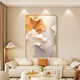 Long time no see cream style living room decoration painting abstract art ginkgo floor painting sofa background wall mural entrance hanging painting