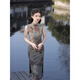 Du Yanzhi Spring and Summer New Style Mesh Printed Rose Double Layer Mid-Length Cheongsam Sleeveless Republic of China Style Old Shanghai Cheongsam Rose 2XL 120-130Jin Jin equals 0.5kg (skirt 119CM)