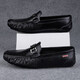 Genuine leather beans shoes Korean style men's casual leather shoes soft sole men's shoes fashionable breathable business lazy shoes men's trendy shoes Mingtao 9905 black (hollow style) 40