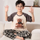 Langsha Eltern-Kind-Kleid-Pyjamas Mutter und Tochter Sommer kurzärmelige Hosen dünne Baumwoll-Hauskleidung drei und vier Familienanzug LYP724 2xl Männer 175-180 cm/150-175jin [Jin gleich 0,5 kg]