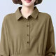 Zimu cotton and linen autumn clothing for women, literary and casual POLO collar mid-length dress with long sleeves loose slimming skirt 9859 khaki XL (recommended 125-140 Jin [Jin equals 0.5 kg])