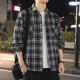 
Retro plaid long-sleeved shirt for men and women in spring and autumn 2024 new loose Korean work shirt jacket K12301 black + K12109 khaki 3XL