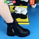 卡帝乐鳄鱼（CARTELO）真皮雪地靴女冬季皮毛一体加厚马丁靴保暖防滑加绒东北棉短靴 (长白绒)黑色 37