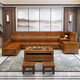Xiaomuwo (XIAOMUWO) sofa camphor wood solid wood sofa corner with storage function Chinese style carved imitation classical sofa living room independent four seats (including cushions)