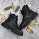 Lekali Martin boots men's boots British fan boots high top leather boots trendy cool autumn and winter new style boots large size work shoes Martin boots men's boots black [42]