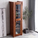 Chen Fei Furniture Chinese solid wood wine cabinet TV cabinet side cabinet single door narrow cabinet multi-functional glass small apartment living room storage cabinet walnut color