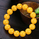 Holy Glass Baltic Sea Pure Yellow Beeswax Bracelet Single Circle Amber Round Bead Old Beeswax Bracelet as a Gift for Leaders Bead Diameter 16mm 14 Beads Slim Men's Style