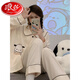 
LangSha pajamas (LangSha) women's spring and autumn pure cotton long-sleeved junior high school student cardigan home clothes for outdoor wear set 2024 new ESY-A687 M