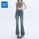 Jeans jeans jeans femeninos de moda y de moda retro cintura alta estiramiento delgada piso delgado pantalones versátiles para mujeres 838 pantalones azul claro m