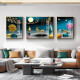 Tongdi Neues chinesisches Wohnzimmer Dekoration Malerei Sofa Hintergrund Wandmale moderne einfache Villa Hall Landschaft Malerei Dreifach hängende Gemälde 1 Familie und alles geht gut 12122 80*60 in der Mitte 40*60 auf beiden Seiten 40*60 schwarzer Rahmen (Kristallporzellanbilder)