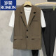 ROMON vest men's vest jacket suit collar ins trendy versatile black casual work jacket J01 black S