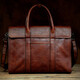 Slow Time Business Genuine Leather Briefcase Trendy Men's Leather Bag Horizontal Shoulder Bag Computer Bag First Layer Cowhide Handbag Document Bag Light Brown Briefcase