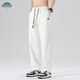 
Dingfengbaoluo casual pants men's spring and summer trend straight loose draping versatile sports toilet trousers DDF11 beige white L