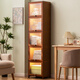 Trojan household floor-to-ceiling bookshelf with door small narrow bookcase living room storage cabinet bedroom storage cabinet library Changhong transparent door five layers 40 long