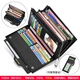 Banyannu Wallet Herren echtes Leder 2025 Neue lange Kapazität Multi-Card-Kuhspanner-Kupplungs-Führerscheinkarten-Brieftasche Kaffee (Plack Tattoo Head Cowide) Anti-Diebstahl