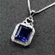 DRJEFUN rectangular tanzanite sapphire pendant necklace, women's blue tanzanite necklace set with diamonds and silver jewelry, rose gold (main stone 10X12mm) with chain