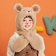 Lemon baby children's hat and scarf all-in-one for boys and girls thickened windproof and warm ear protection woolen hat natural brown bear M