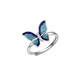 China Gold S925 Silver Gradient Blue Butterfly Ring Women's Light Luxury Fashion Versatile Temperament Ring Birthday Gift for Girlfriend About 2.5g
